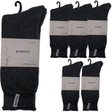 6 Pairs Premium Bamboo Thick Socks Pack - Charcoal Grey (Mens Heavy Duty Work Socks w/ Cushion)