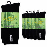 6 Pairs Mens Bamboo Rich Work Socks Thick Cushioned Anti Odour - Black - 11-14