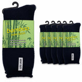 6 Pairs Premium Bamboo Works Socks - Navy Blue (Mens Heavy Duty Thick Socks w/ Cushion & Anti-Odour)