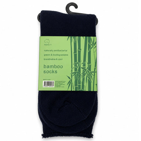 6 Pairs Premium Bamboo Works Socks - Navy Blue (Mens Heavy Duty Thick Socks w/ Cushion & Anti-Odour)