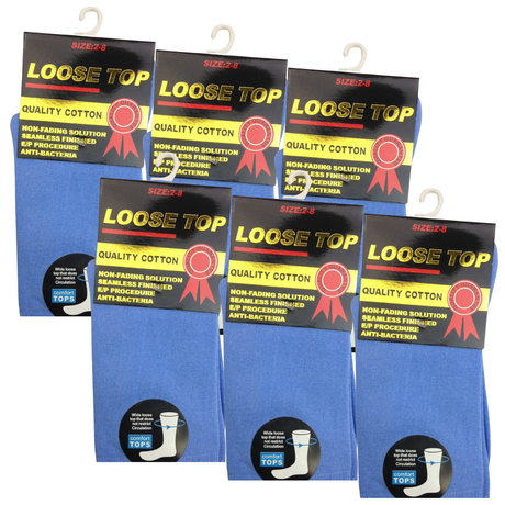 6x Pair COTTON Rich LOOSE TOP SOCKS Dress Medical Circulation Diabetic Comfort - Charcoal (11-14)