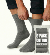 6x Pairs Grey Cotton Rich Loose Top Socks Bulk Pack (Comfort Diabetic Circulation)