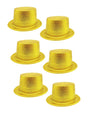 6x Yellow Glitter Top Hats Bulk Pack - Sparkly Dance Costume/Fancy Dress Party