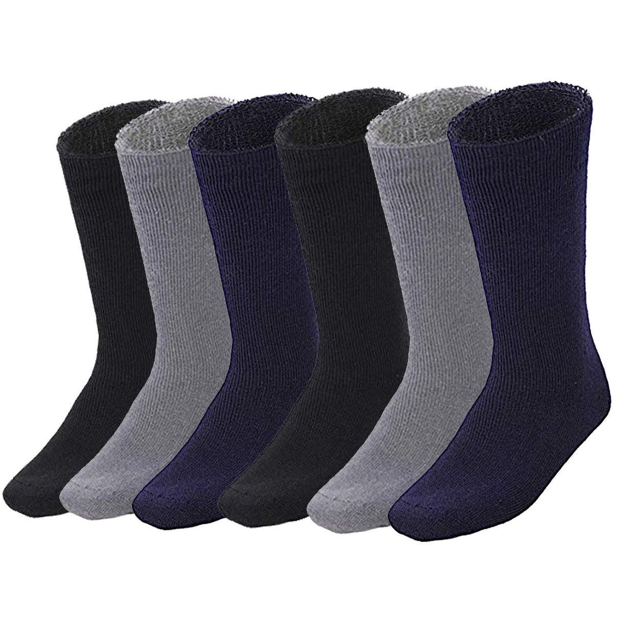 6 Pairs Bamboo Work Socks Bulk Pack - Assorted Colours (Mens Heavy Duty Thick Socks w/ Cushion)