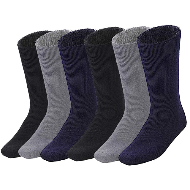 6 Pairs Bamboo Work Socks Bulk Pack - Assorted Colours (Mens Heavy Duty Thick Socks w/ Cushion)