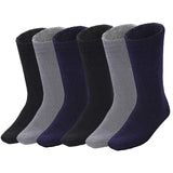 6 Pairs Bamboo Work Socks Bulk Pack - Assorted Colours (Mens Heavy Duty Thick Socks w/ Cushion)