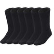 6 Pairs Bamboo Work Socks Bulk Pack - Black (Mens Heavy Duty Thick Socks w/ Cushion)