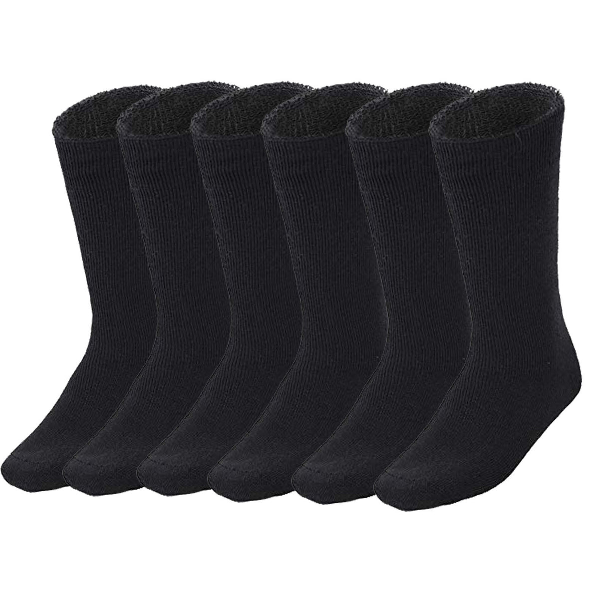 6 Pairs Bamboo Work Socks Bulk Pack - Black (Mens Heavy Duty Thick Socks w/ Cushion)