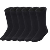 6 Pairs Bamboo Work Socks Bulk Pack - Black (Mens Heavy Duty Thick Socks w/ Cushion)