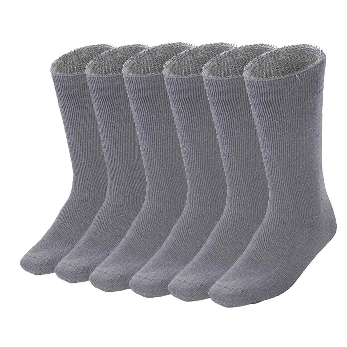 6 Pairs Bamboo Work Socks Bulk Pack - Charcoal Grey (Mens Heavy Duty Thick Socks w/ Cushion)