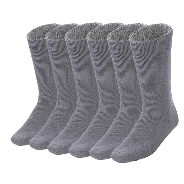 6 Pairs Bamboo Work Socks Bulk Pack - Charcoal Grey (Mens Heavy Duty Thick Socks w/ Cushion)