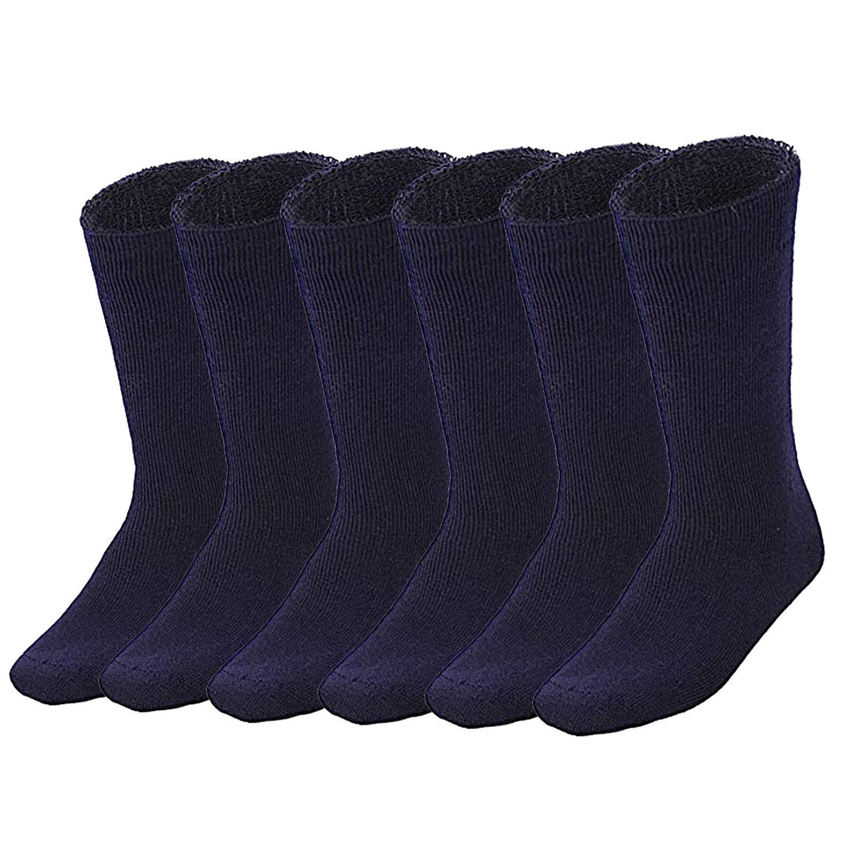 6 Pairs Bamboo Work Socks Bulk Pack - Navy Blue (Mens Heavy Duty Thick Socks w/ Cushion)