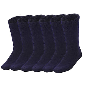 6 Pairs Bamboo Work Socks Bulk Pack - Navy Blue (Mens Heavy Duty Thick Socks w/ Cushion)