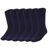 6 Pairs Bamboo Work Socks Bulk Pack - Navy Blue (Mens Heavy Duty Thick Socks w/ Cushion)