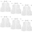 6x Adult Unisex SEQUIN BOW TIE & VEST Dance Costume Party Sparkle Set in Silver
