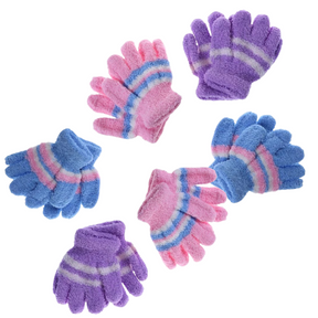 6 Pairs Full Finger Baby Gloves Bulk Pack - Warm Winter Coral Fleece Thermal for Kids