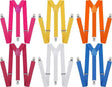6x Mens Suspenders Braces Adjustable Strong Clip On Elastic Formal Wedding BULK - Assorted Colour Pack