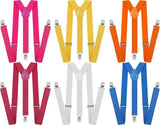 6x Mens Suspenders Braces Adjustable Strong Clip On Elastic Formal Wedding BULK - Assorted Colour Pack