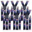 6x Mens Australia Flag Slim Suspenders Bulk Pack - Strong Adjustable Clip On Braces for Party/Formals