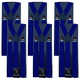 6x Mens Suspenders Braces Adjustable Strong Clip On Elastic Formal Wedding BULK - Blue