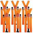 6x Fluro Orange Slim Suspenders Bulk Pack - Strong Adjustable Clip On Braces for Weddings/Formals
