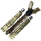 6x Gold Sequin Slim Suspenders Bulk Pack - Strong Adjustable Clip On Braces for Weddings/Formals