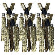 6x Gold Sequin Slim Suspenders Bulk Pack - Strong Adjustable Clip On Braces for Weddings/Formals