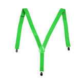 6x Mens Suspenders Braces Adjustable Strong Clip On Elastic Formal Wedding BULK - Green (Glitter)
