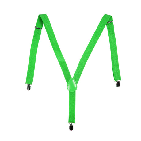 6x Mens Suspenders Braces Adjustable Strong Clip On Elastic Formal Wedding BULK - Green (Glitter)