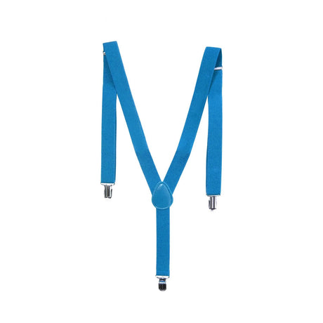 6x Mens Suspenders Braces Adjustable Strong Clip On Elastic Formal Wedding BULK - Sky Blue