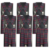 6x Mens Suspenders Braces Adjustable Strong Clip On Elastic Formal Wedding BULK - Tartan 2