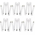 6x Mens Suspenders Braces Adjustable Strong Clip On Elastic Formal Wedding BULK - White