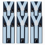 6x Mens Suspenders Braces Adjustable Strong Clip On Elastic Formal Wedding BULK - White