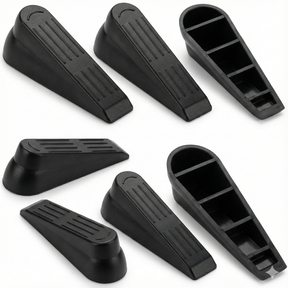 6pcs DOOR STOPPER Set Kit Safety Guard Holder Doorstop Wedge Jammer Home - Black