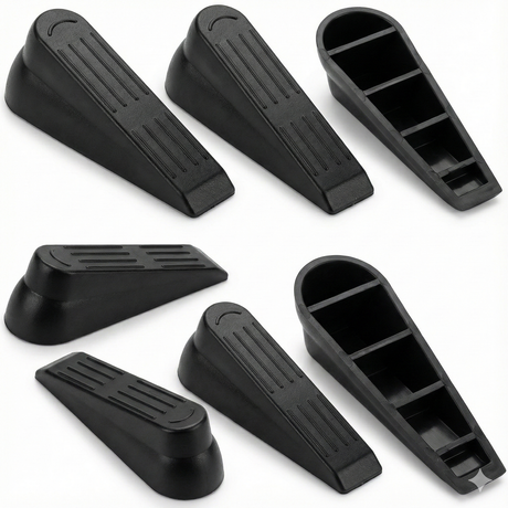 6pcs DOOR STOPPER Set Kit Safety Guard Holder Doorstop Wedge Jammer Home - Black