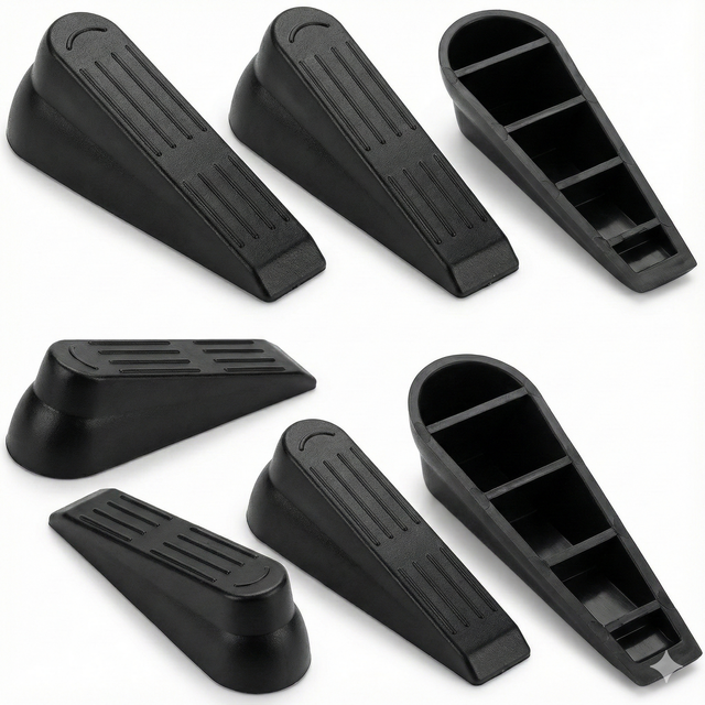 6pcs DOOR STOPPER Set Kit Safety Guard Holder Doorstop Wedge Jammer Home - Black
