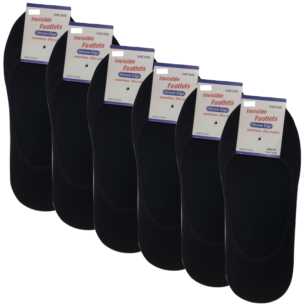 6 Pairs No Show Cotton Socks Pack - Black (Non Slip Low Cut Invisible Footlet Socks)