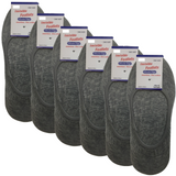 6 Pairs No Show Cotton Socks Pack - Grey (Non Slip Low Cut Invisible Footlet Socks)