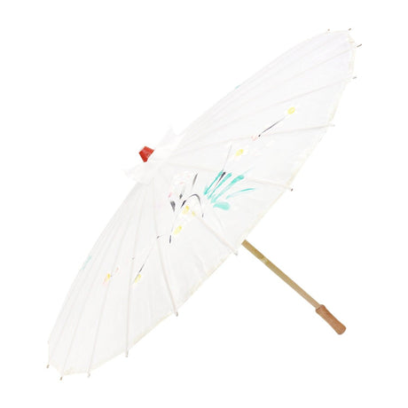 6x Assorted Colours Parasol Umbrellas Bulk - Asian Bamboo Flower Pattern (80cm)