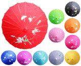 6x Assorted Colours Parasol Umbrellas Bulk - Asian Bamboo Flower Pattern (80cm)