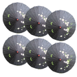 6x Black Parasol Umbrellas Bulk Pack - Asian Bamboo Flower Pattern (80cm)