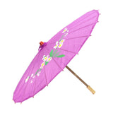 6x Purple Parasol Umbrellas Bulk - Asian Bamboo Flower Pattern (80cm)