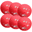 6x PARASOL UMBRELLA Chinese Japanese Bamboo Flower Pattern 80cm Large BULK - Red