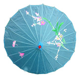 6x PARASOL UMBRELLA Chinese Japanese Bamboo Flower Pattern 80cm Large BULK - Sky Blue