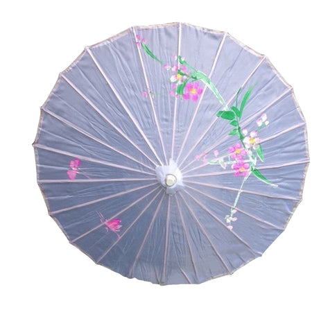 6x PARASOL UMBRELLA Chinese Japanese Bamboo Flower Pattern 80cm Large BULK - White