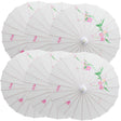 6x PARASOL UMBRELLA Chinese Japanese Bamboo Flower Pattern 80cm Large BULK - White