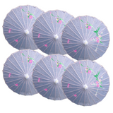 6x PARASOL UMBRELLA Chinese Japanese Bamboo Flower Pattern 80cm Large BULK - White