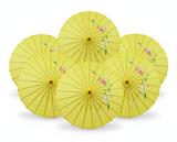 6x PARASOL UMBRELLA Chinese Japanese Bamboo Flower Pattern 80cm Large BULK - Yellow