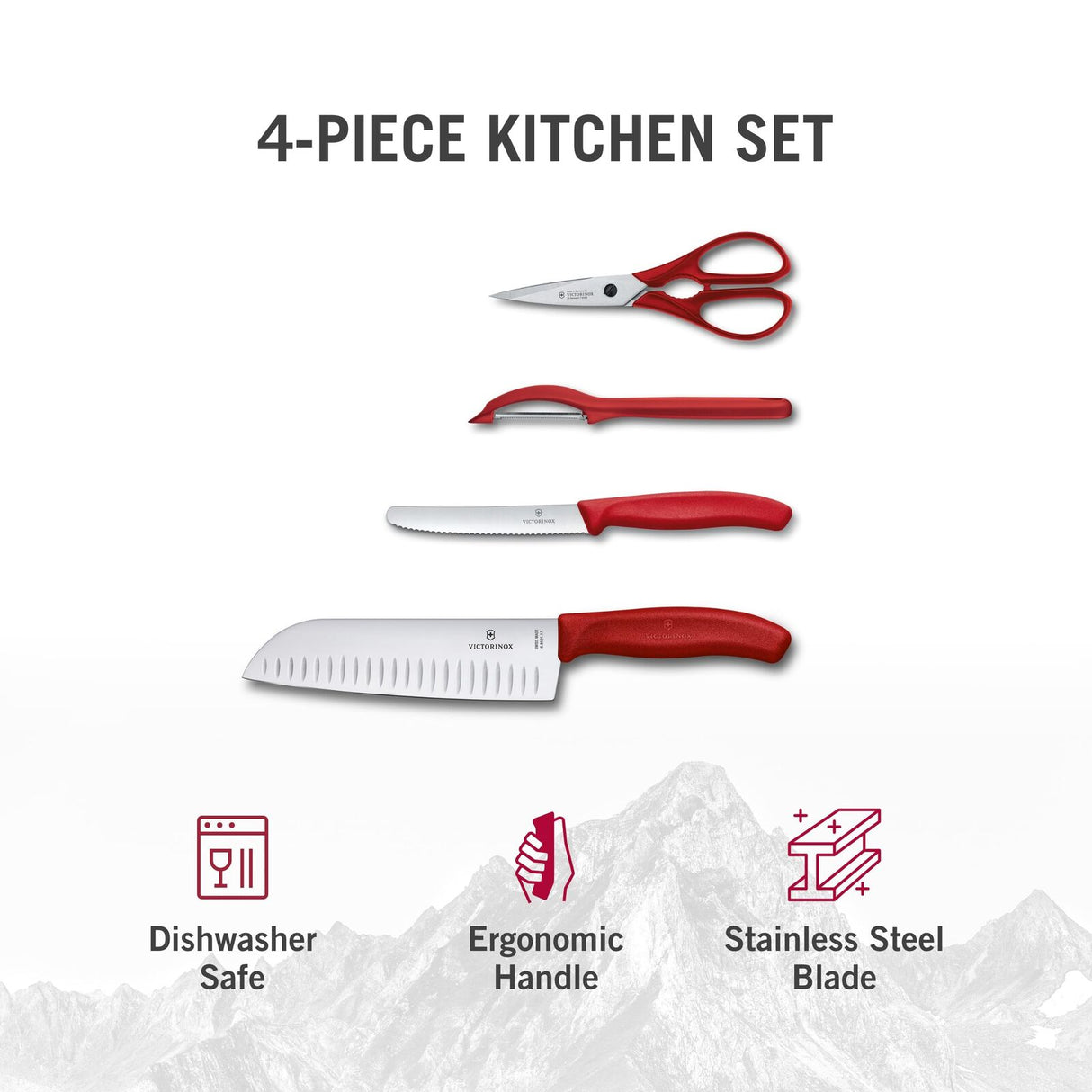 Victorinox Swiss Classic 4 Piece Kitchen Knife Set Knives in Red