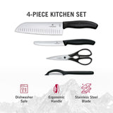 Victorinox Swiss Classic Kitchen Set 4 Piece Knife Knives Set in Black